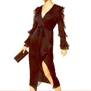 Bardot Damask-Stripe Cold-Shoulder Dress